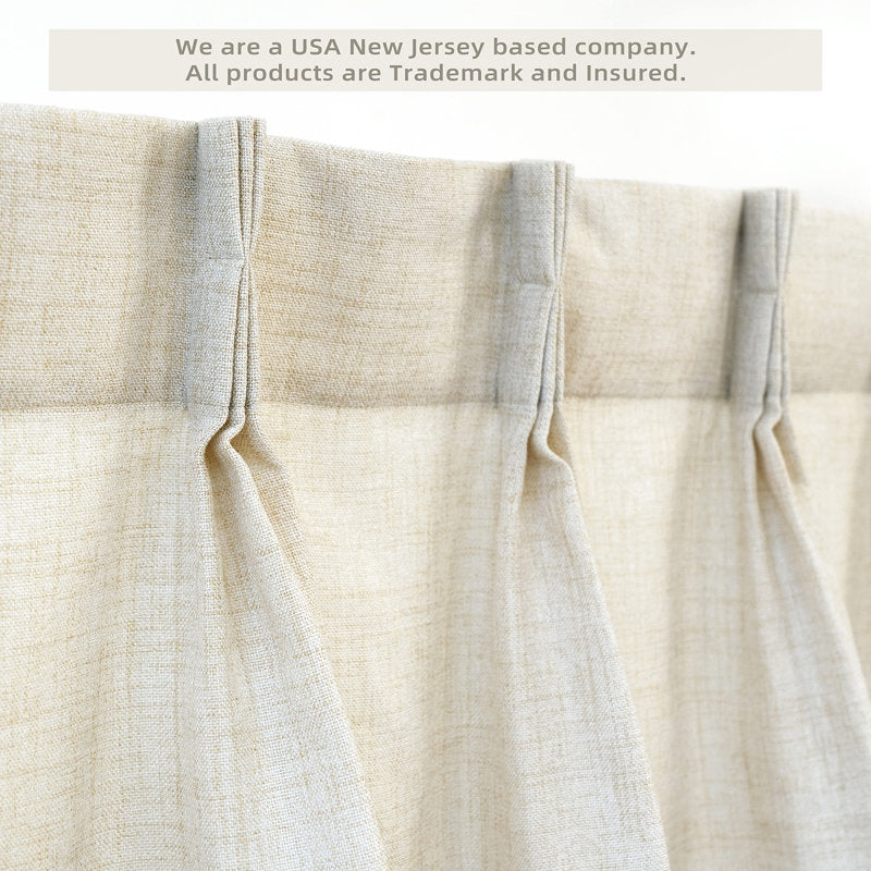 Pinch Pleat Linen Textured Kitchen Valance - Light Filtering